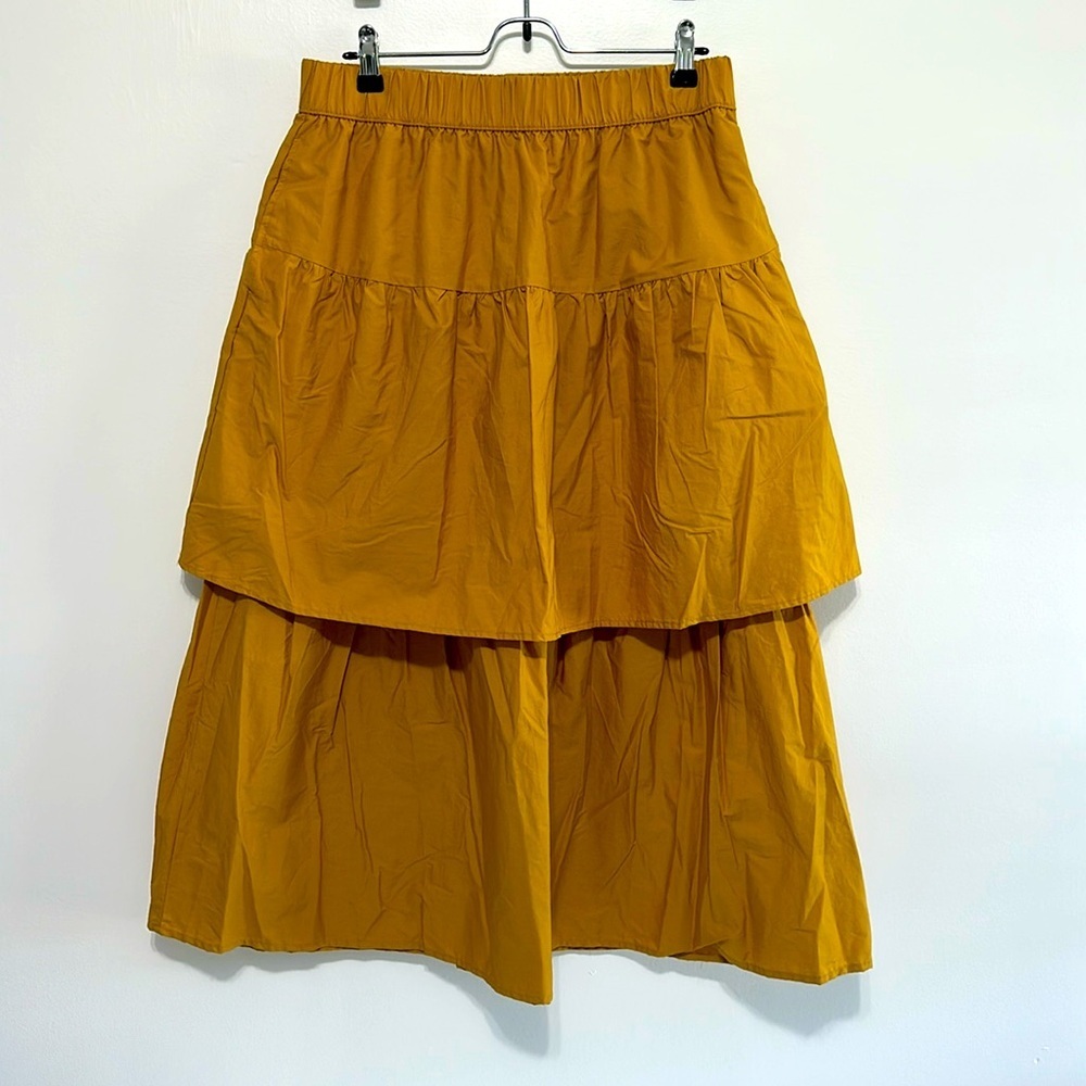 Who what wear mustard three tiered skirt with pocketsโ